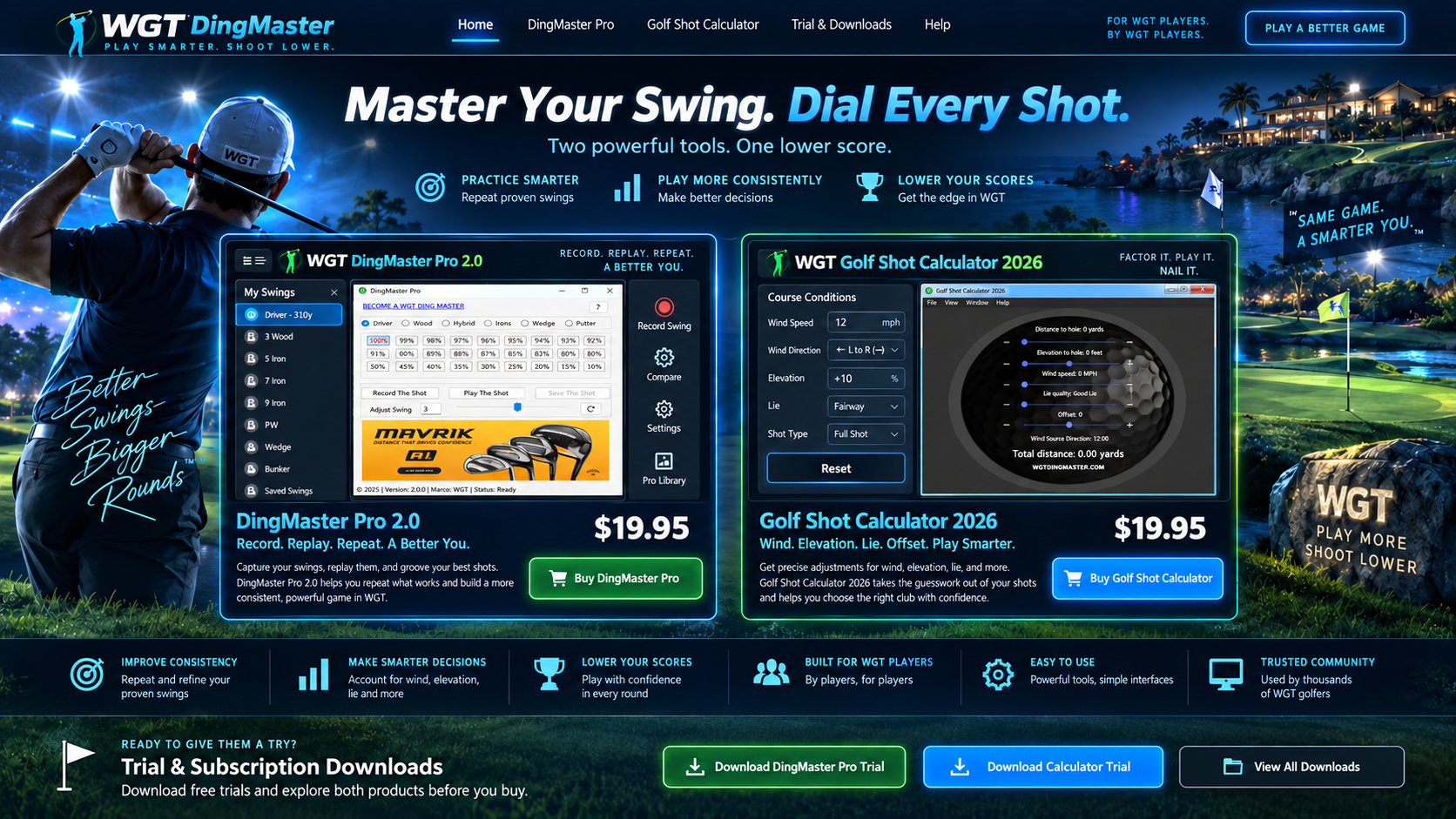 WGT DingMaster and Golf Shot Calculator homepage